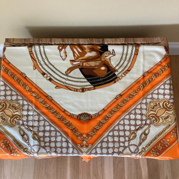 Italian Equestrian Scarf / Shawl Luxury orange - Picture 3 of 5